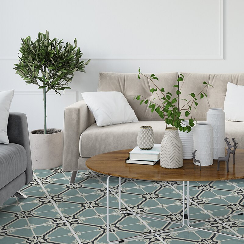 10pcs Waterproof Bathroom Livingroom Floor Tile Stickers Adhesive PVC Retro Sticker Non-Slip DIY Home Decor 10/15/20/30cm