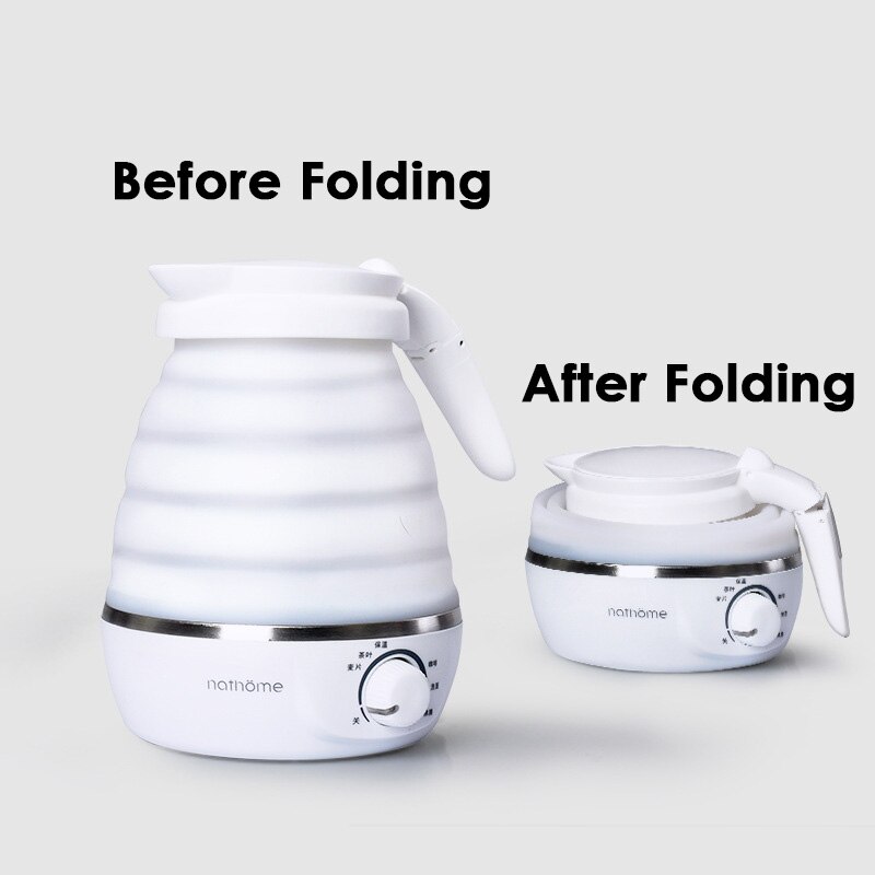Upgraded Nathome Foldable Electric Kettle 110V/220V 0.6L Mini Travel Electric Kettle Water Boiler