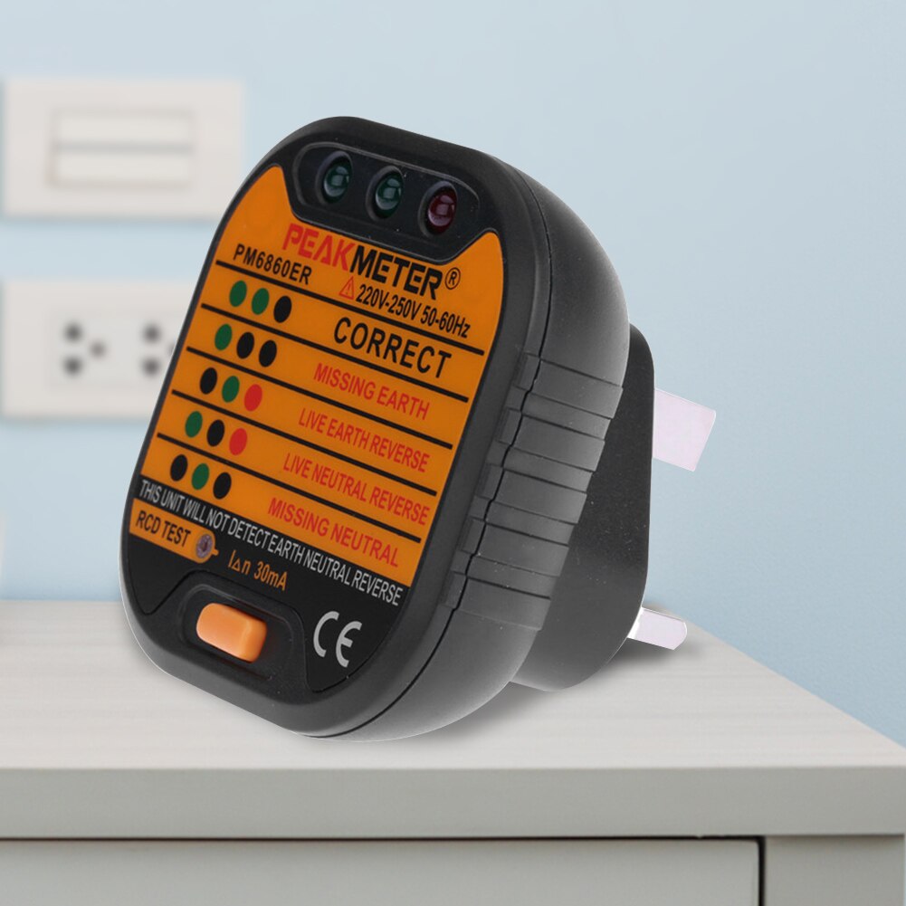 Outlet Meter Portable Polarity Check Circuit Detector Electric Socket Tester Earth Wire Testing RCD Workshop Home LED Indicators