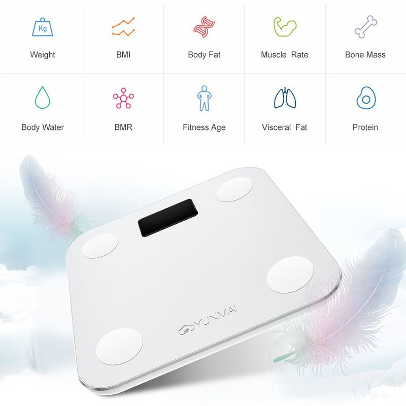 White Smart Yunmai Premium Mini Scale Household Weight Scales Floor Fat Percentage Digital Body Fat Weighing Scale