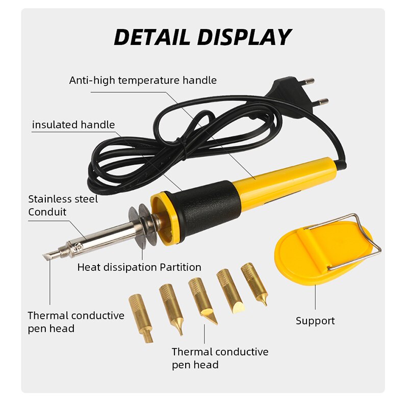 30W Electric Soldering Iron Pen Wood Burning Pen Set Pencil Burner With Brass Tips and Accessories Diy Tools Burning Brush
