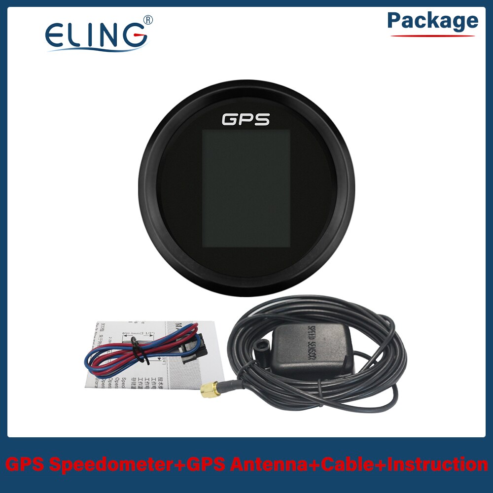 ELING 85mm Digital GPS Speedometer KM MPH Knots Total Mileage Adjustable Trip COG with GPS Antenna 12V 24V