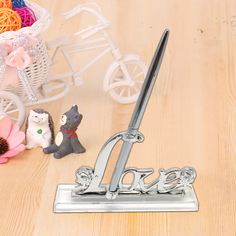 Hochzeit Unterzeichnung Stift mit Gold Überzogene Metall Liebe Halfter Party Gästebuch Kuli-einstellen Hochzeit Braut Engagement Dekoration Liefert