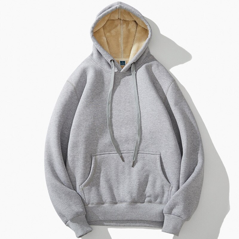 Winter Thicken plush Mens Hoodies Skateboarding Hoodies comfortable Velvet warm Hoodies For Men plus size 4XL: Gray / L