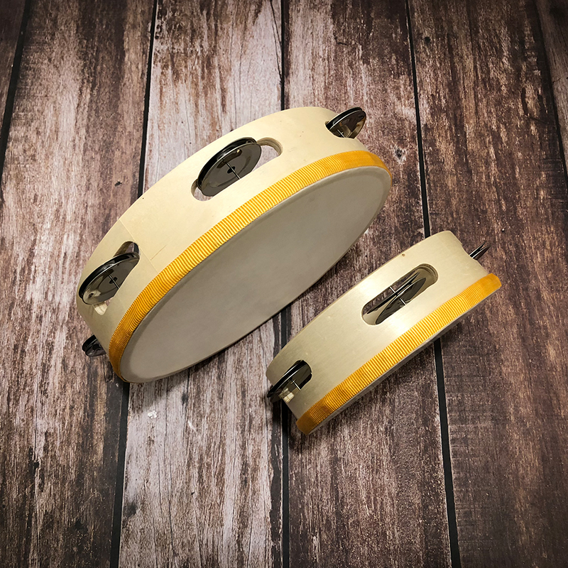 6"+8" 2Pcs/Set Gold Band Musical Instruments Tambourine Drum Children Musical Educational Tambourine Round Percussion For Party