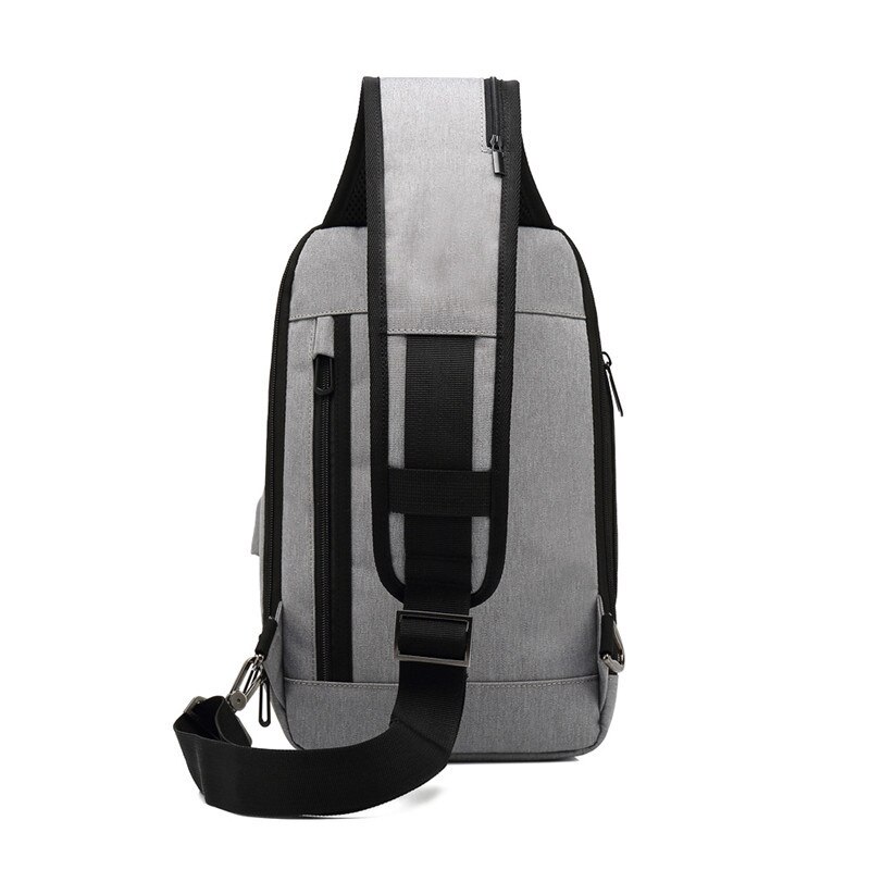 Men Waterproof Crossbody Bag Travel External USB Charge Chest Bag Male Sling Bag Daypack Messenger Bag Computer