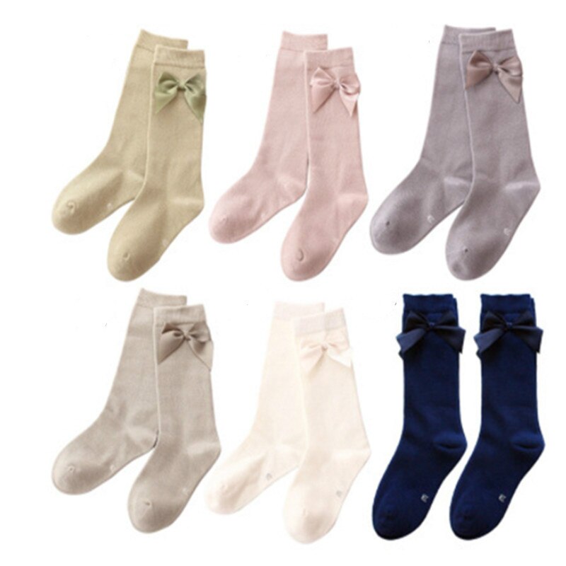 Baby Spullen Baby Meisje Sokken Knie Hoge Sokken Prinses voor Meisje Zoete Leuke Lange Buis Candy Kleur Bows Been Warmer 2-8Years