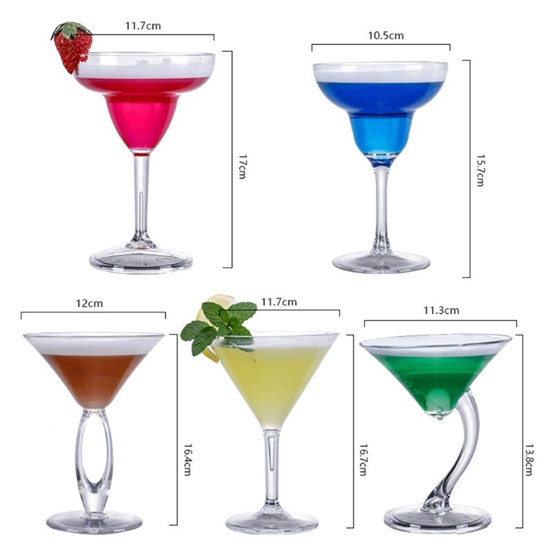 P82D Martini Glasses for Parties Clear Acrylic Martini Glasses Mini Desserts Cups Clear Acrylic Wine Glasses Cocktail Glasses