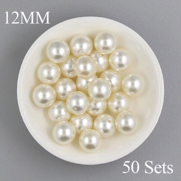 Runde perle nitter perle hvide knopper og pigge til tøj / hatte / bukser diy nitte perler knopper til læder 6/8/10/12/14/16/20mm: 12mm 50 sæt