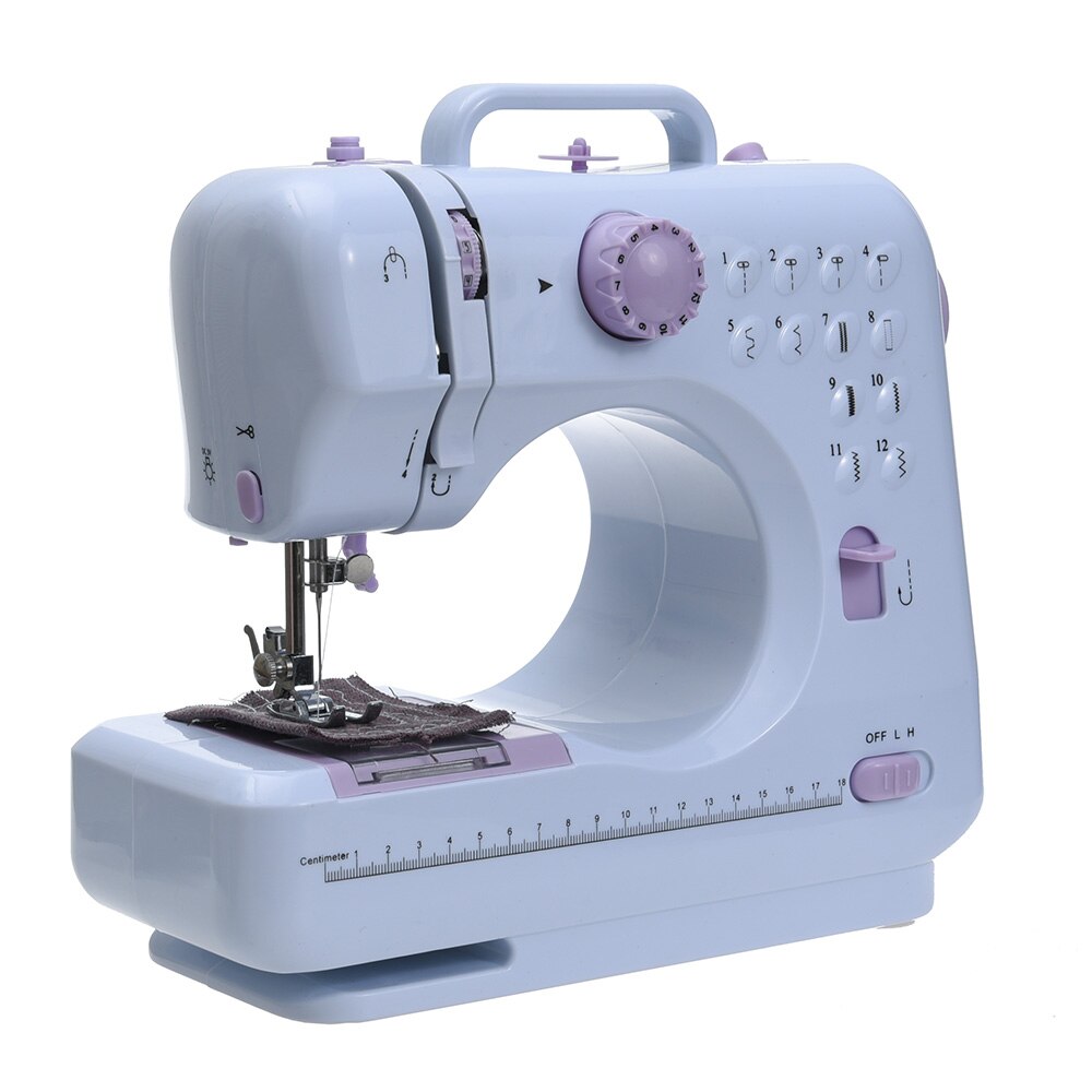 Mini 505A12 Stitches Sewing Machine Household Multifunction Double Thread And Speed Free-Arm Crafting Mending Machine LED