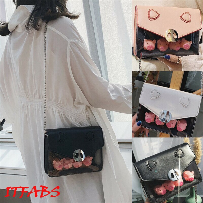 Noenname au gennemsigtig plastik mulepose til kvinder gennemsigtig pu+pvc håndtaske knap pung