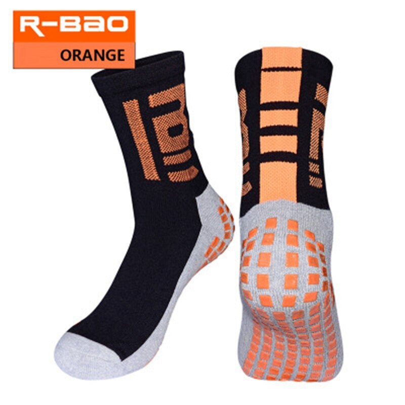 R-bao fodboldsokker i frotté for voksne høje skridsikre fodbold korte sokker tykkere deodorant antibakterielle sportsstrømper: Orange