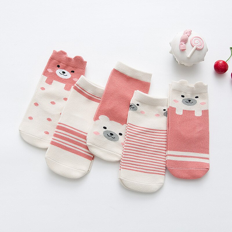 Happyflute 5 Paren/partij Unisex Mooie Leuke Cartoon Kids Baby Sokken Meisje Jongen Baby Peuter Sokken Baby Zachte Katoenen Sokken 0-12 Y: A / 18m