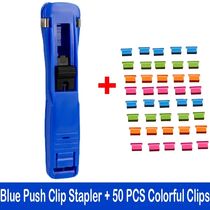 Push Clip Stapler Staple Remover Binder Push Clamp Tape Dispenser Paper Clips Stationery School Office Supplies Bookbinding: plum