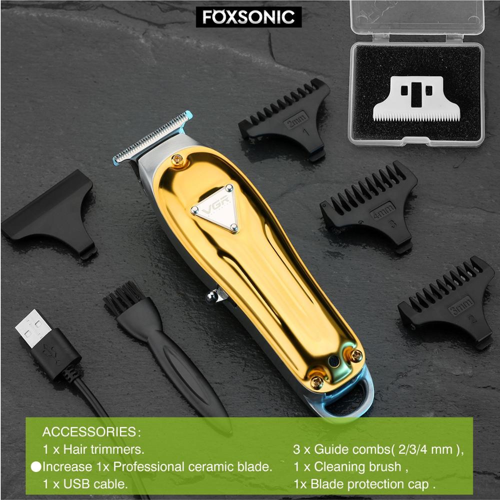 Tondeuse professionnelle en métal pour hommes, rasoir électrique à lame en T pour barbe et coupe de cheveux, Machine sans fil pour salon de coiffure