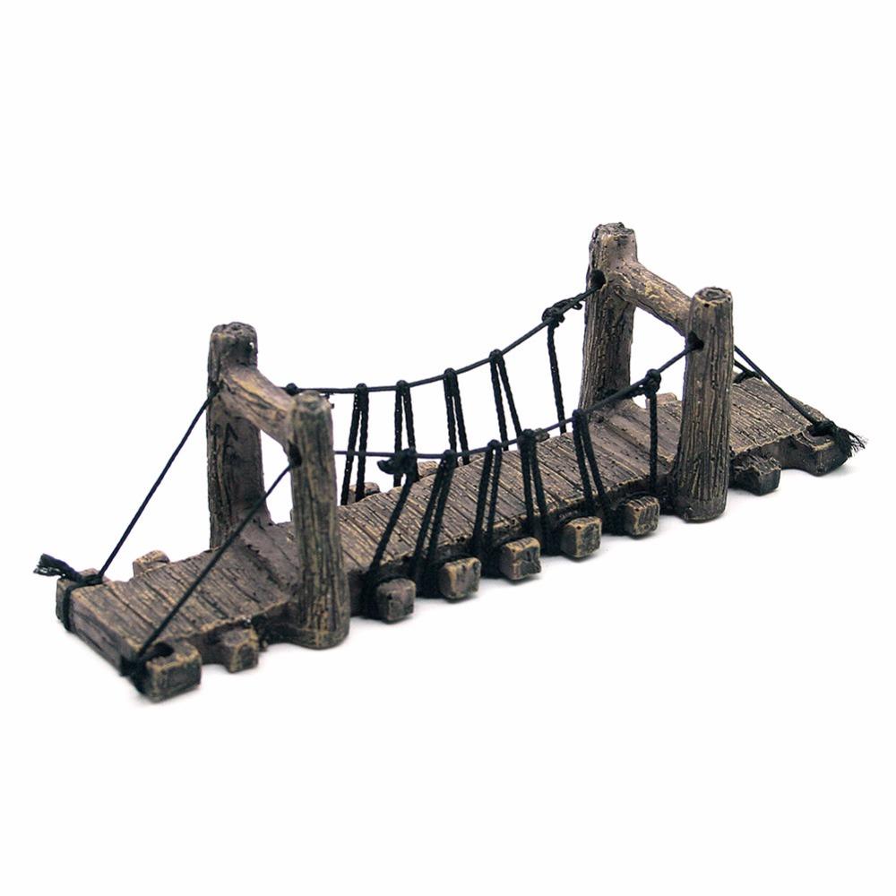 Decoración de puente de imitación para terraza de tortugas, ornamentos de Acuario, paisaje de pecera, puentes de Color madera, decoración de acuario V3
