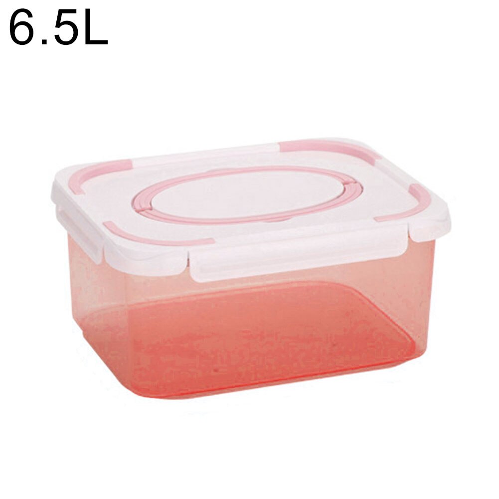 300-6500ml Refrigerator Food Storage Containers With Drainer Kitchen Storage Vegetable Fruit Fresh Box Organizer With Lid: Pink 6500ml