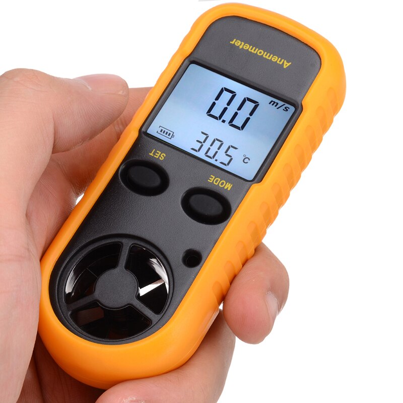 LCD Digital Display Anemometer Thermometer Air Wind Speed Meter Temperature Gauge Handheld Physical Measuring Tools
