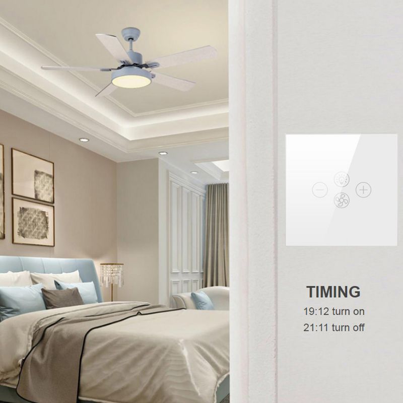 Smart wifi blæser lysafbryder eu / us loftsventilator lampe switch timer indstilling