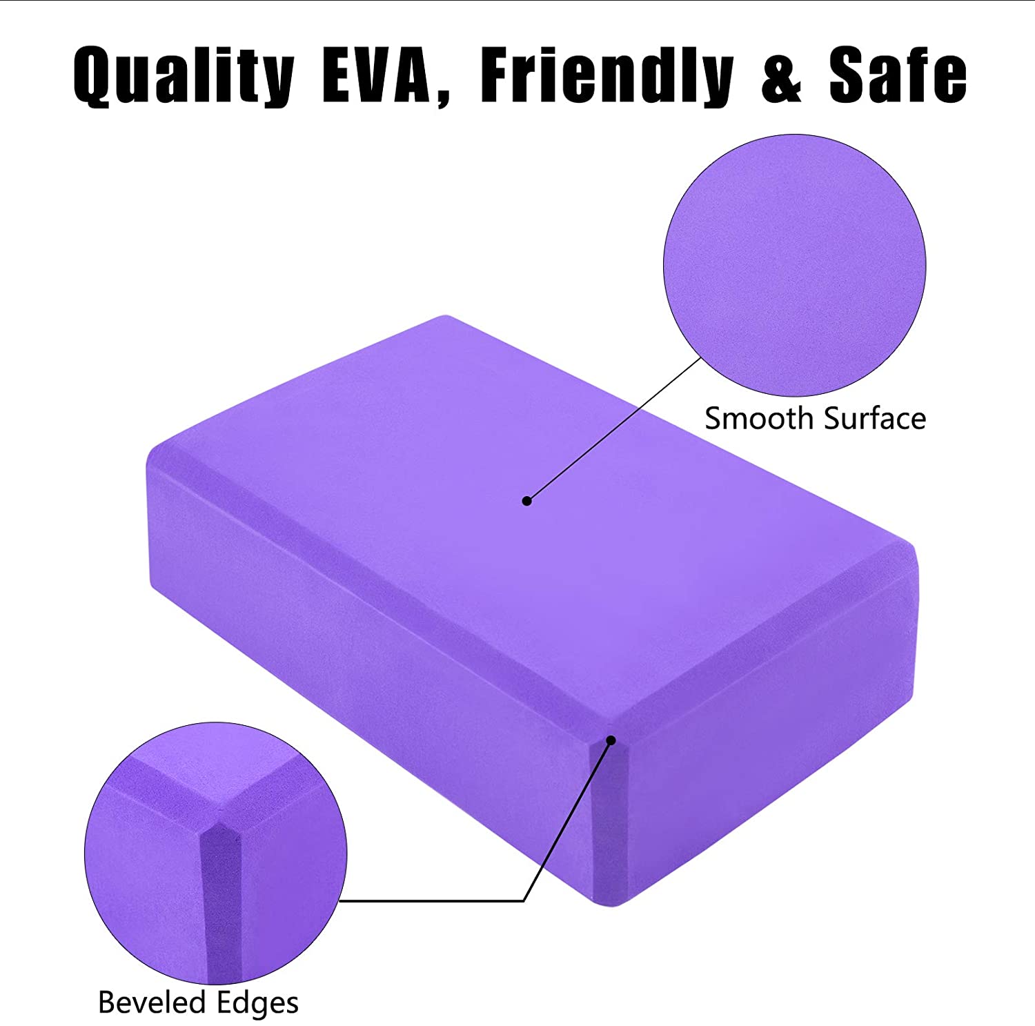 Yoga Blocks 2 Pack Set High Density EVA Foam Block Balance Pad for Fitness, Pilates Stretching Exercise