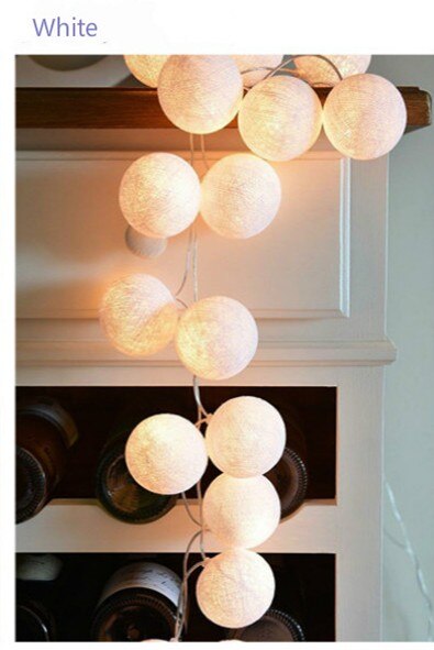 Cotton Ball led Light string 10/20/40led lights battery Pink Girl Fairy Garland and Christmas Wedding Decoration DIY: white / 6M 40LED