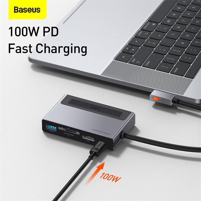 Baseus Usb Hub C Hub Naar Hdmi Compatibel Usb 3.0 100W Pd Poort Voor Ipad Pro 6 in 1 USB-C Usb Hub Adapter Voor Macbook Pro Air