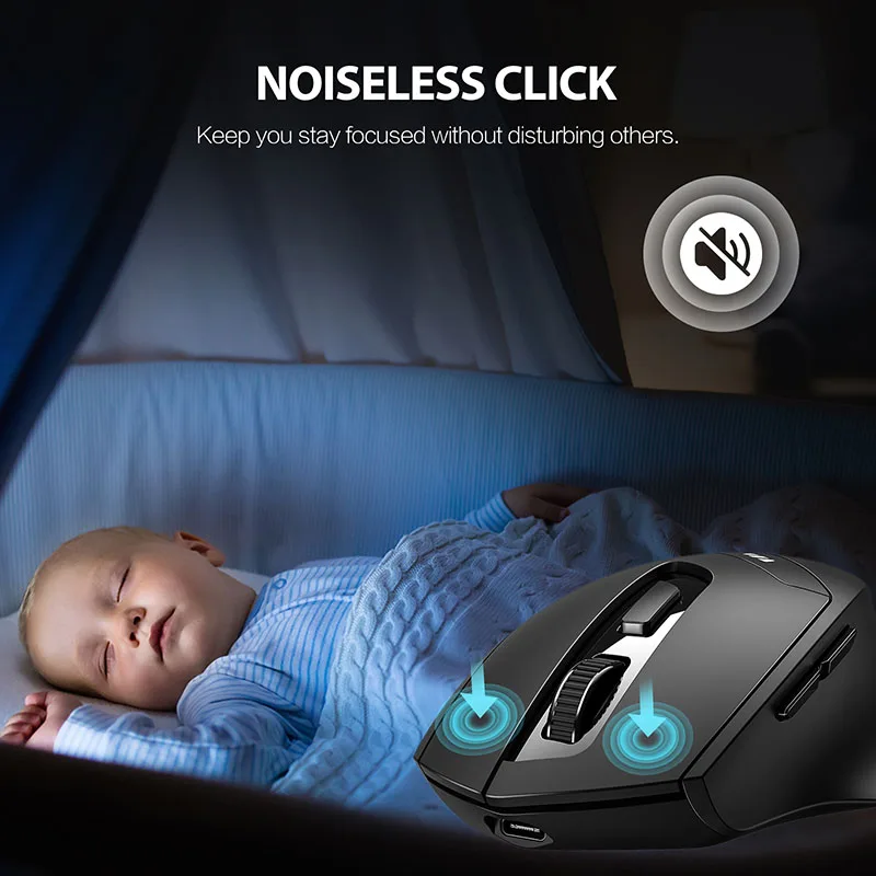 INPHIC DR01 Kabellose Bluetooth-Maus, wiederaufladbar, für Büro, leicht, tragbar, drei Modi, Laptop, iPad, universelle ergonomische Maus