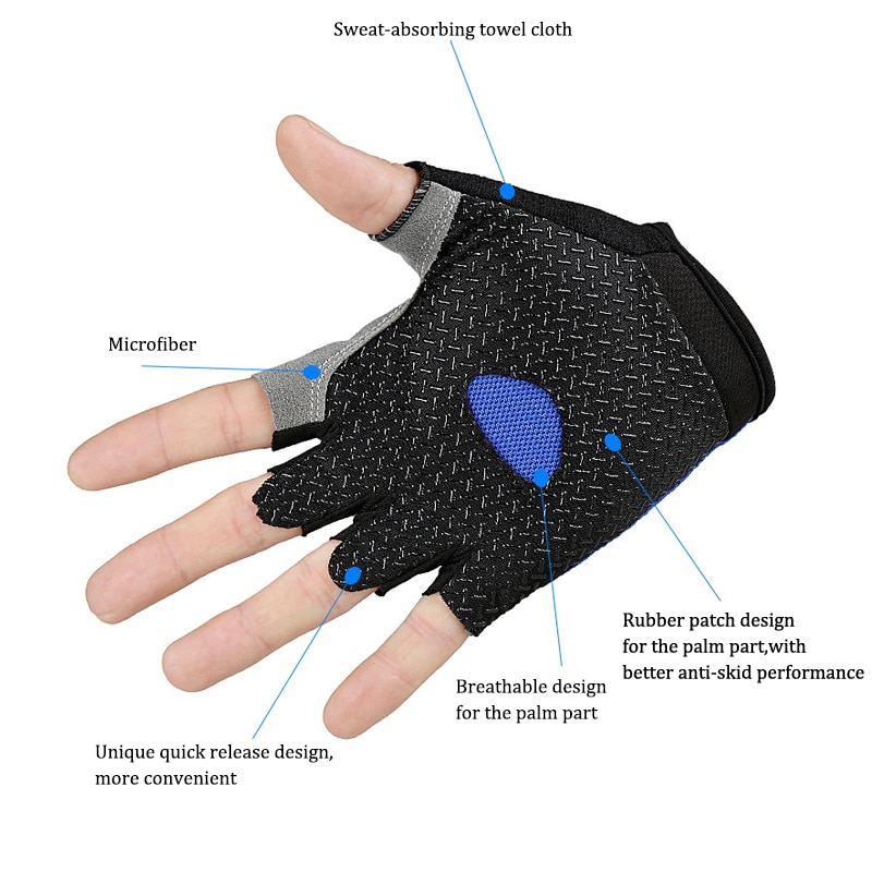 Fietshandschoenen Fiets Handschoenen Fiets Handschoenen Anti Slip Shock Ademende Half Vinger Korte Sport Handschoenen Accessoires Voor Mannen Vrouwen