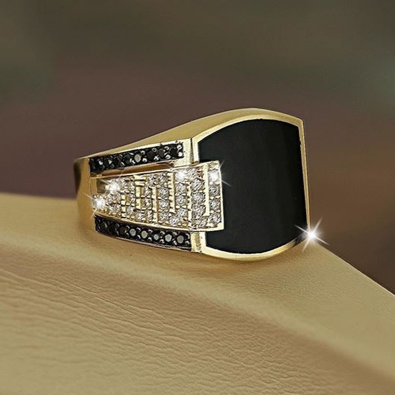 Mannen Klassieke Accessoires Natuurlijke Edelsteen Black Diamond Gold Ring Sieraden Wedding Prachtige Party Engagement