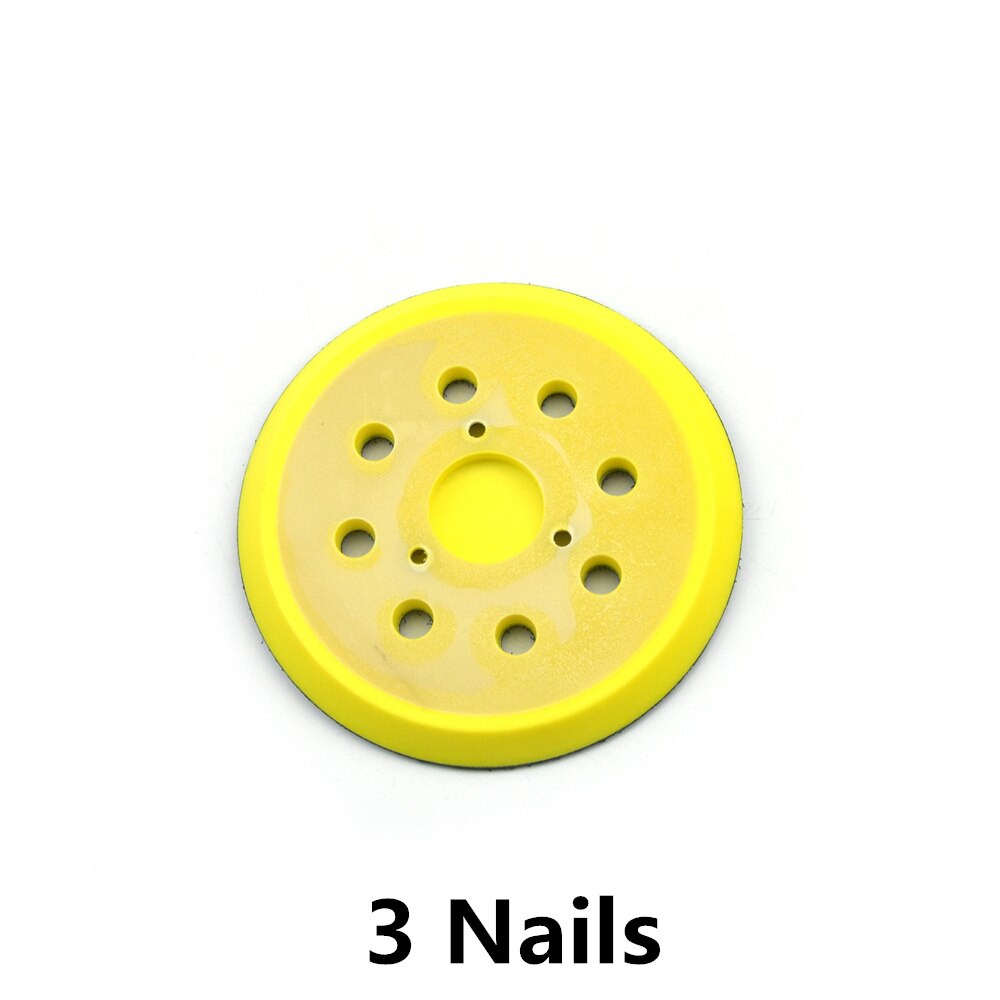 Poliwell 5 tommer 125mm 8 hull 3 4 spiker støtte pad bøyle & amp; løkkeslipeputer for slipeskiveholder kraftsliper polerverktøy: 3 negler