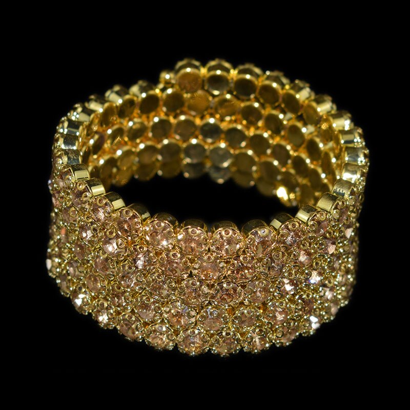 Moda luksusowe kobiety wielowarstwowe kryształowe kryształowe bransoletki bransoletki regulowane ślubne Pulseras biżuteria dziewczyna prezenty: 5 rows yellow Drill