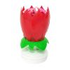Music Birthday Candle Double Lotus Flower Blossom Candle for Birthday Party Rotating Music Birthday Cake Flat Rotating: Red1