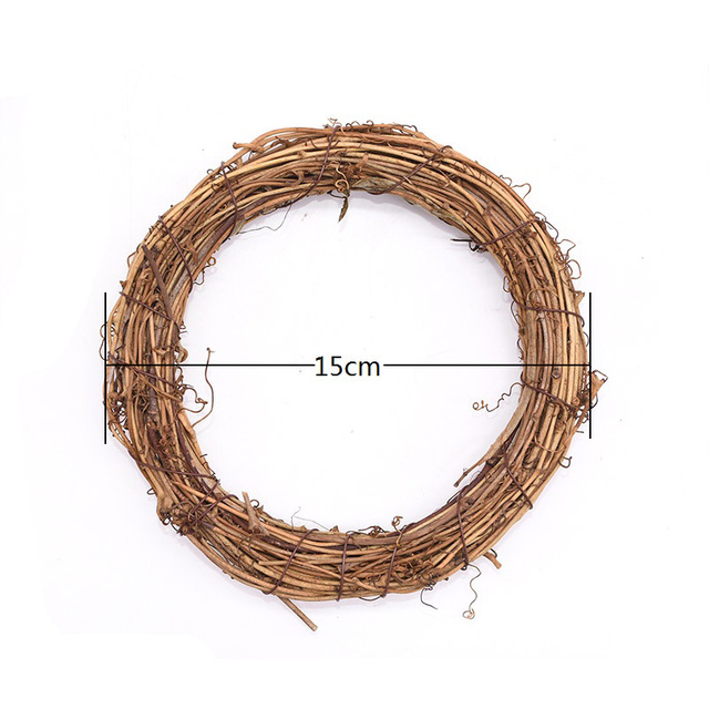 Wedding Decoration Iron Gold Metal Ring Wreath Garland DIY Wreath Bride Flower Dreamcatcher Hoop Supplies: 1pc 15cm rattan