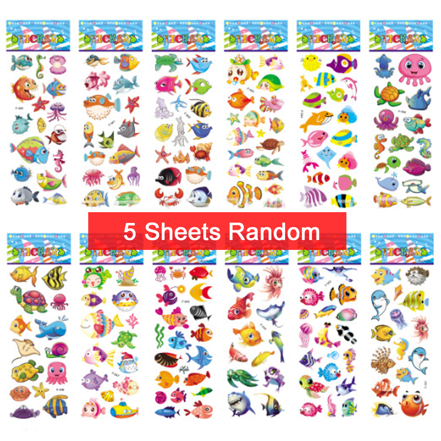 Children Bubble Stickers Cartoon Stickers Animals Fruits Fluffy Stationery Stickers Boys Girls Birthday TMZ: Dark Red