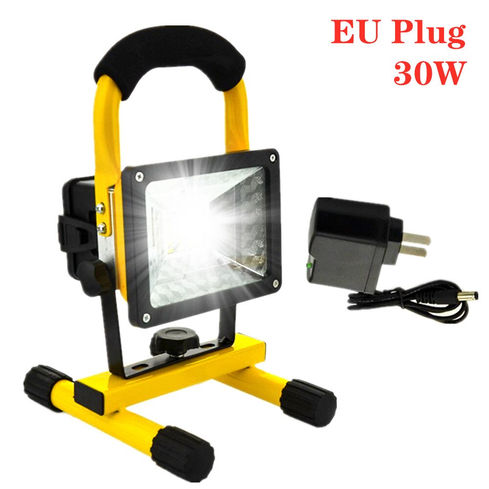 30W LED Portable Rechargeable Floodlight Waterproof Spotlight Battery Powered Searchlight Outdoor Work Lamp Camping Lantern: A2 EU Plug 30W