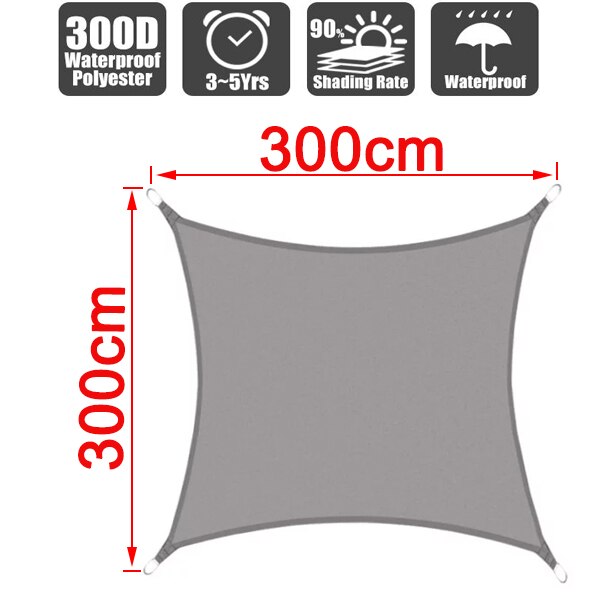 Shade Screen Rectangle Net Pergola Outdoor Shade Cloth Waterproof Awnings for Waterproof Exterior Balcony Awning for Car Shades: gray 300cm x 300cm