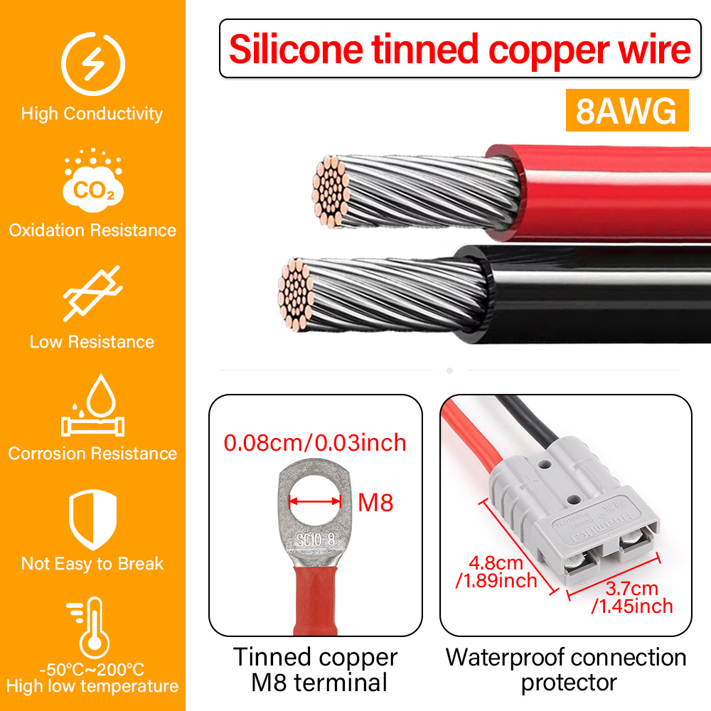 Zweipoliger Stecker 50a 600V mit 8awg Silikon kabel Gabelstapler Elektroauto Batterie Ladestecker Hochs trom stecker Bausatz