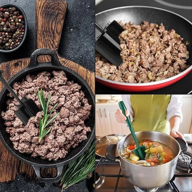 Keuken Vleeshakselaar Gemalen Rundvleesstamper Mengen, Slijpen en Stampende Spatel Vleesschraper voor het Gehakt