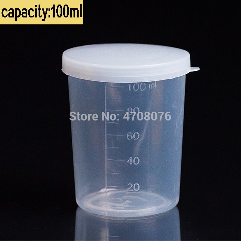 PE graduated beaker Plastic measuring cup with cover for chemical experiment kitchen food grade transparent 10pcs/pack