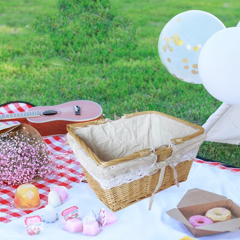 Kosz piknikowy, przechowywanie wielkanocne, pojemnik na zabawki dla dzieci z podszewką