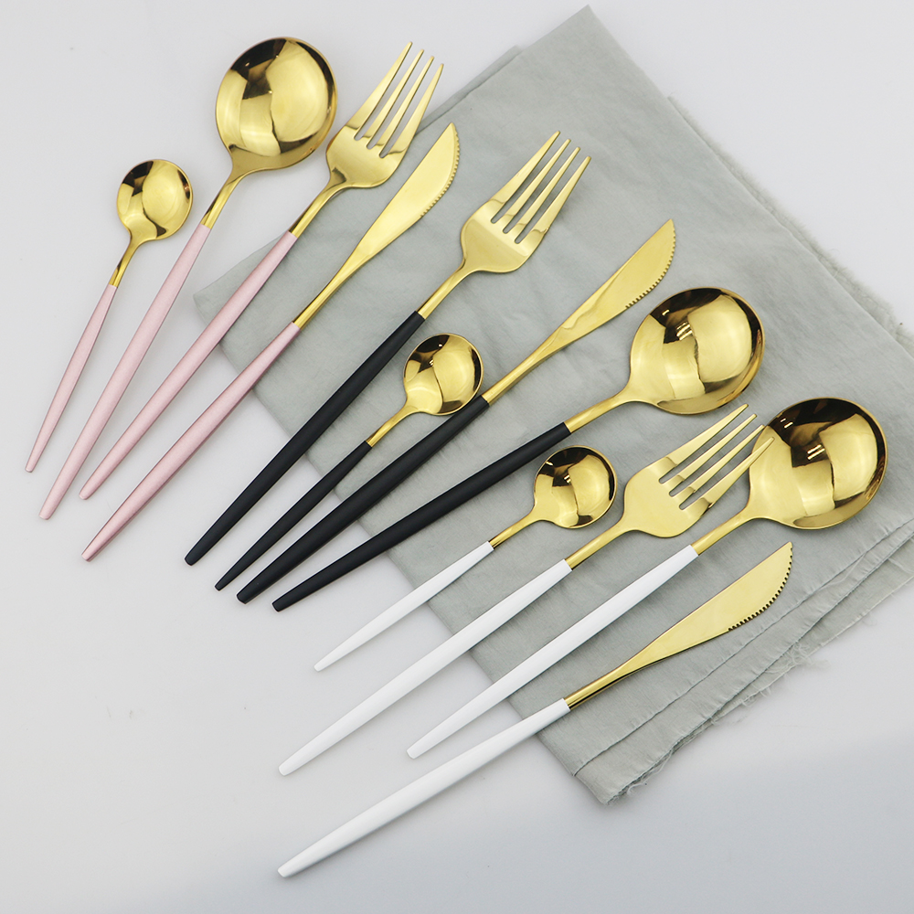 30Pcs Roze Goud Bestek Set 304 Rvs Servies Set Mes Dessert Vork Lepel Bestek Set Keuken Party Servies set