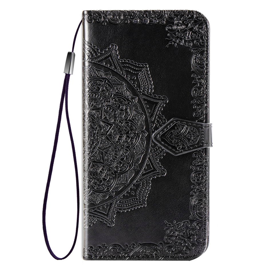 Huawei Honor 9A Case MOA-LX9N 6.3 Inch Leather Wallet Flip Case Voor Huawei Honor 9A Case Honor9A Cover Fundas: Black