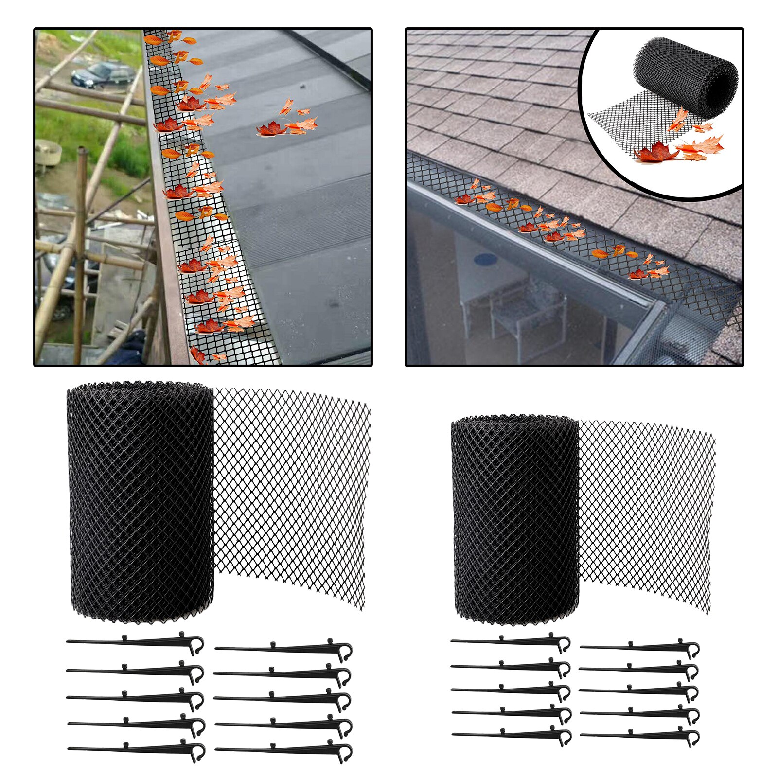 6m 8m Black Gutter Mesh Debris Protector Moss Leaf... Grandado