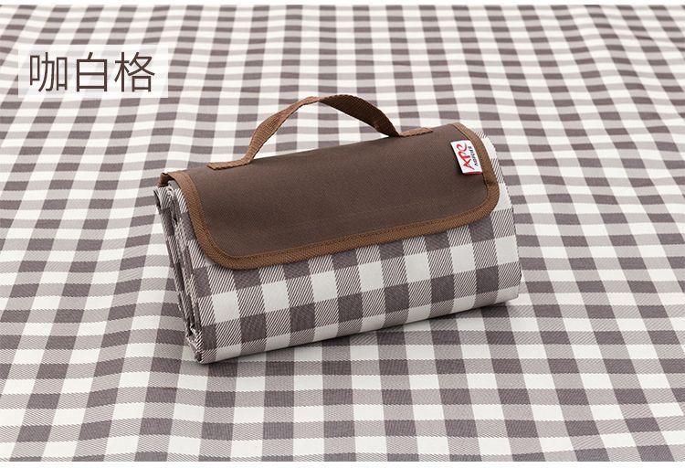 Rood Wit Plaid Outdoor Opvouwbare Waterdichte Picknick Mat Mode Dikker Pad Ademend Zacht Draagbare Camping Reizen Strand Deken: Coffee / 145 x 80cm