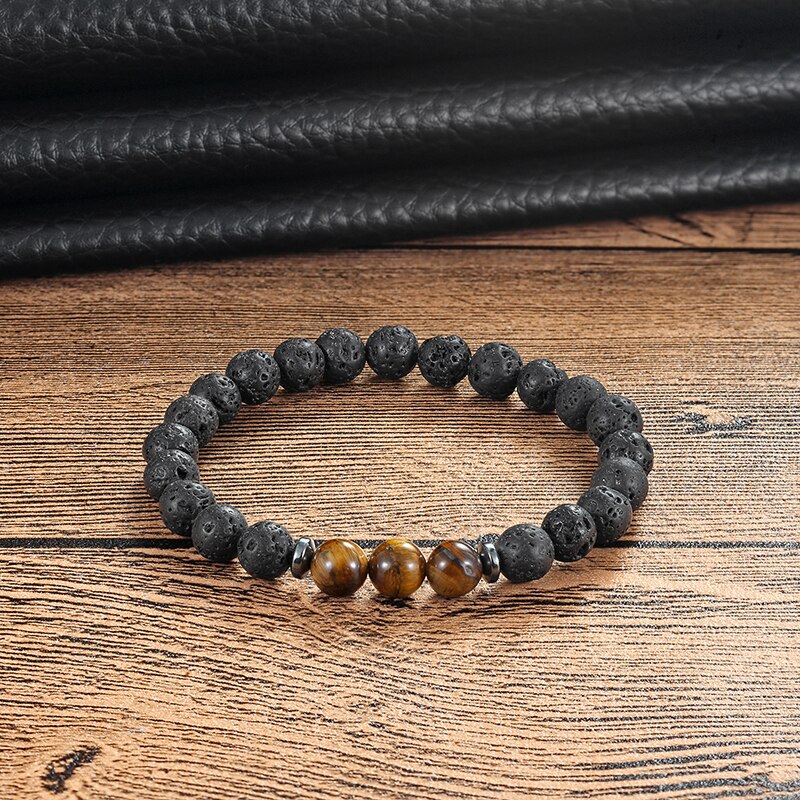 LIVVY Charmante zwarte parel en witte steen armband Vulkanische steen armband mannen populaire armband gem AS226