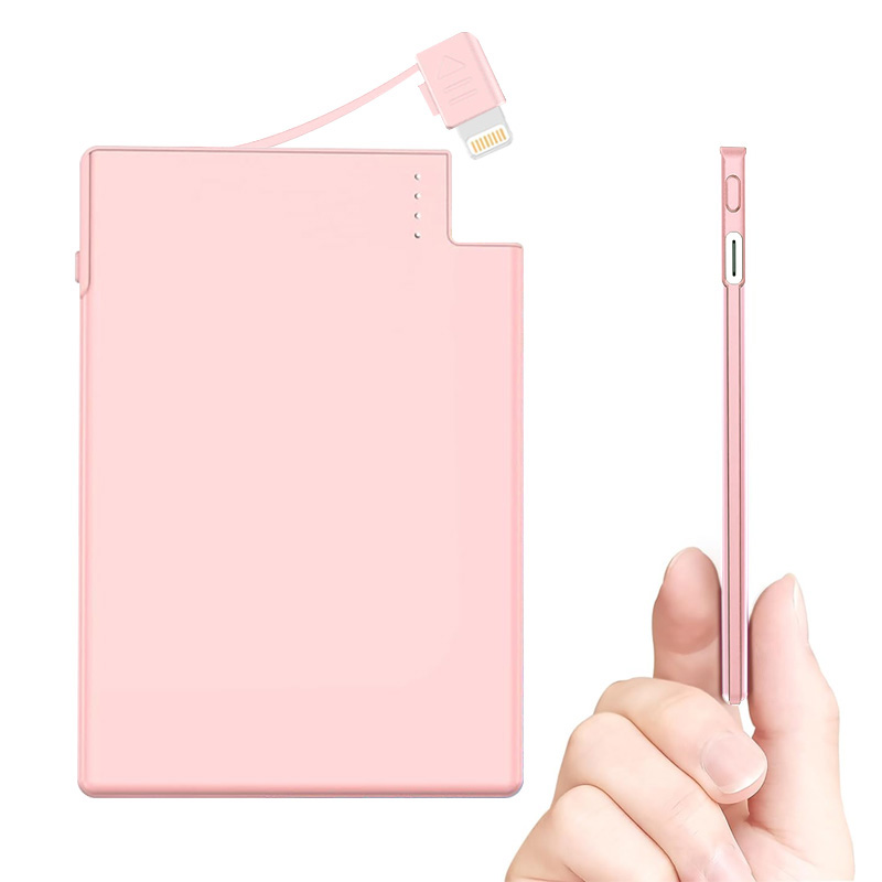 Tntor Mini 4Mm Ingebouwde Powerbank 2500Mah Grote Capaciteit Usb TYPE-C Kabel Tweeweg Snellader Mini Powerbank Voor Iphone Xiaomi: MULTI