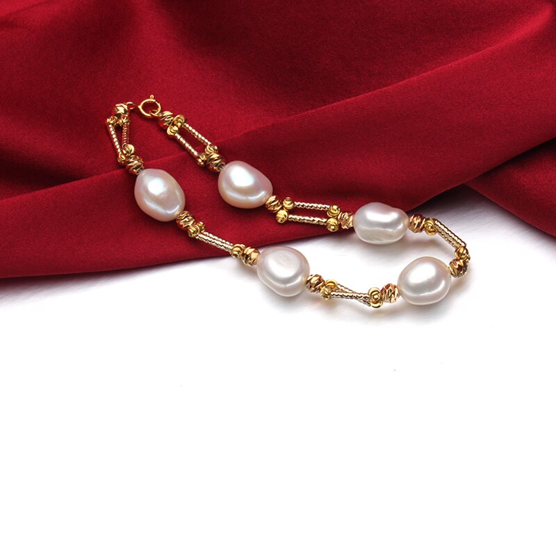 baroque natural freshwater pearl bracelet for women, trendy real pearl jewelry 925 silver birthday