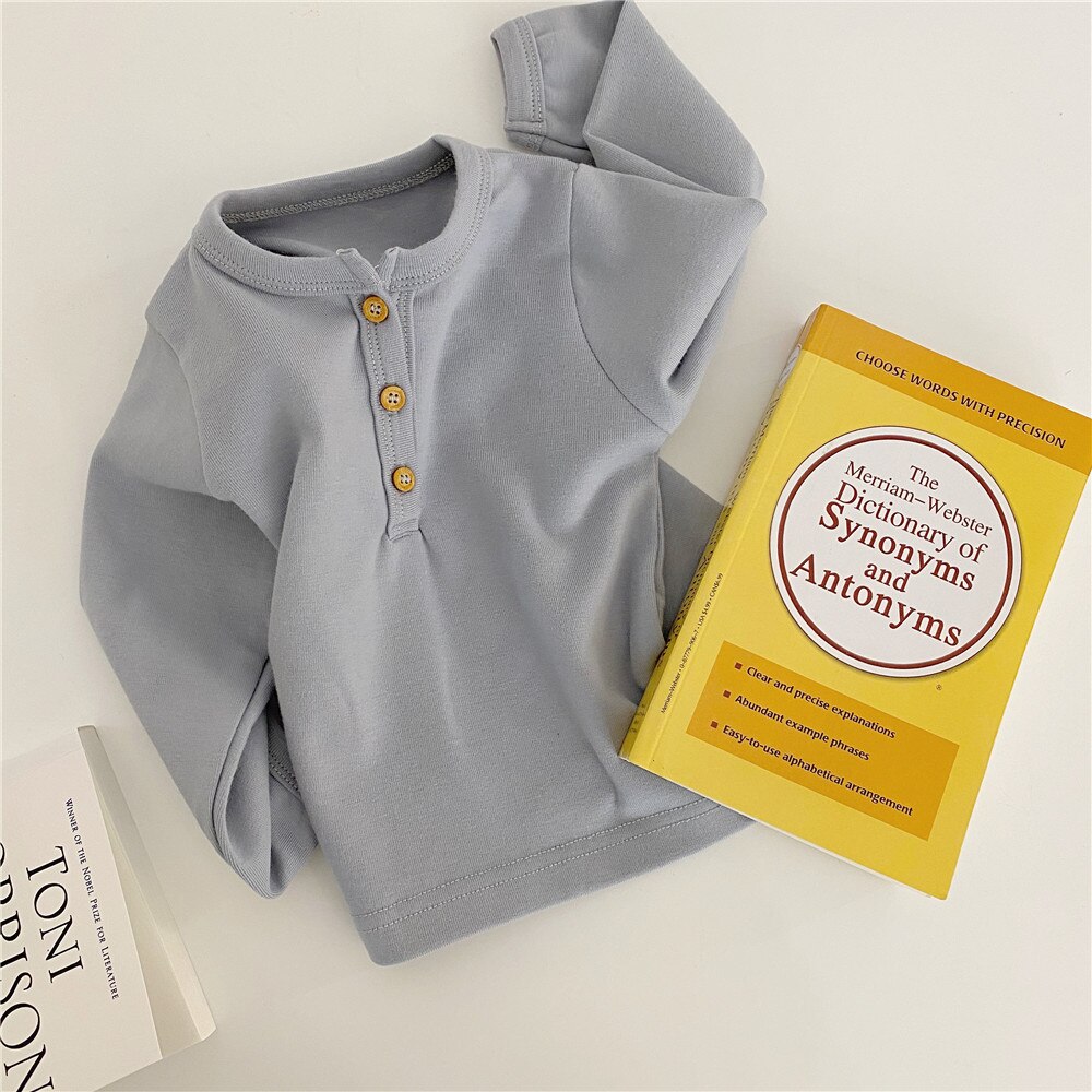 Frühlings-t-Hemden für babys, mädchen und jungen ( 0-2 jahre), weiche, einfarbige Hemden, herbsttops, bekleidungsoutfits: Blau / 6m