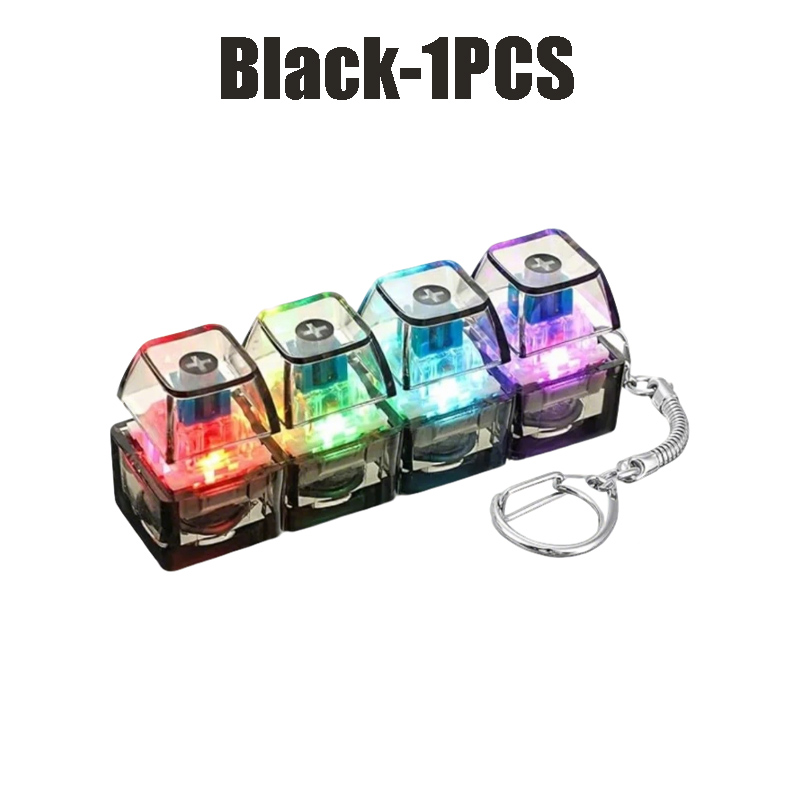 Bærbart led-tastaturnøglering med klikknap, stresslindrende, sødt skrivebordstilbehør til kontoret, angstlindring, sjov gadgetid