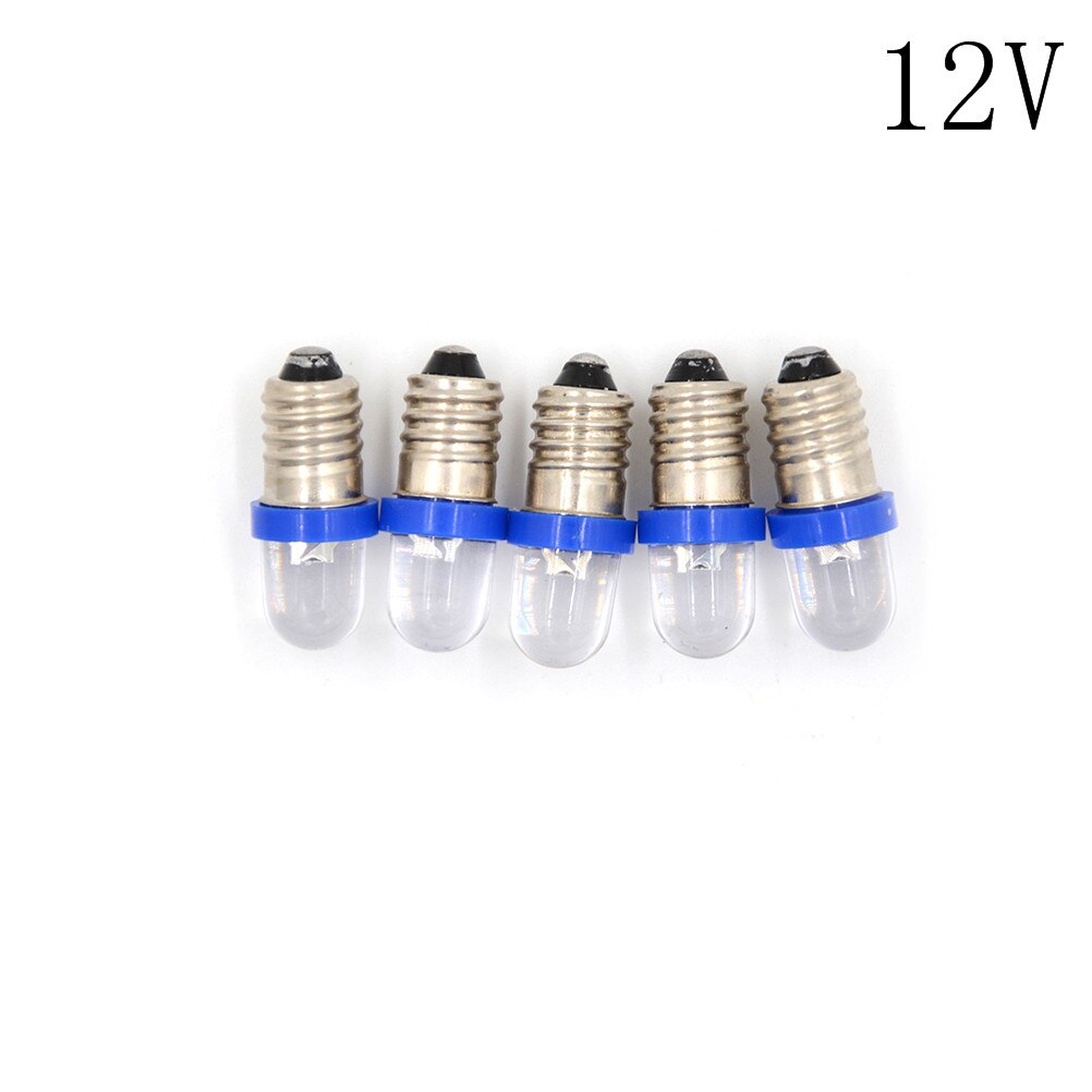 5pcs Low Power Light Bulb Consumption E10 LED Screw Base Indicator Bulb Cold White 6V/12V/24V DC
